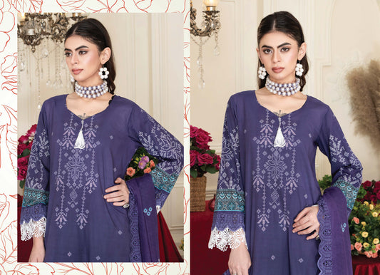 Rang Rani V4 - Unstitched Embroidered Lawn  3 Pieces